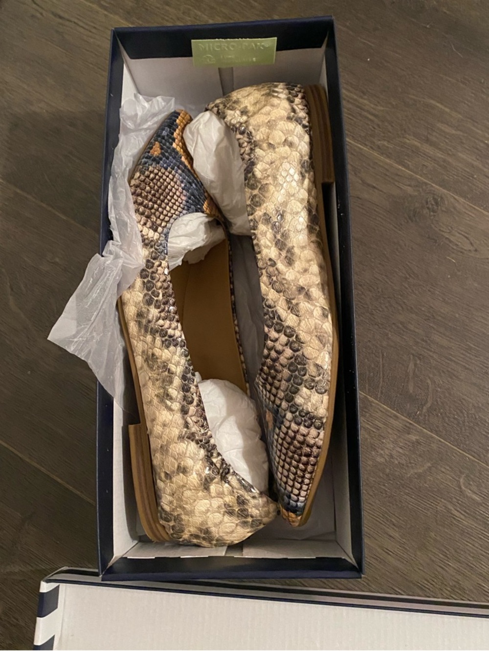crown & ivy Snake-Print Pointed Toe Flats in Tan and Brown - Picture 8 of 8